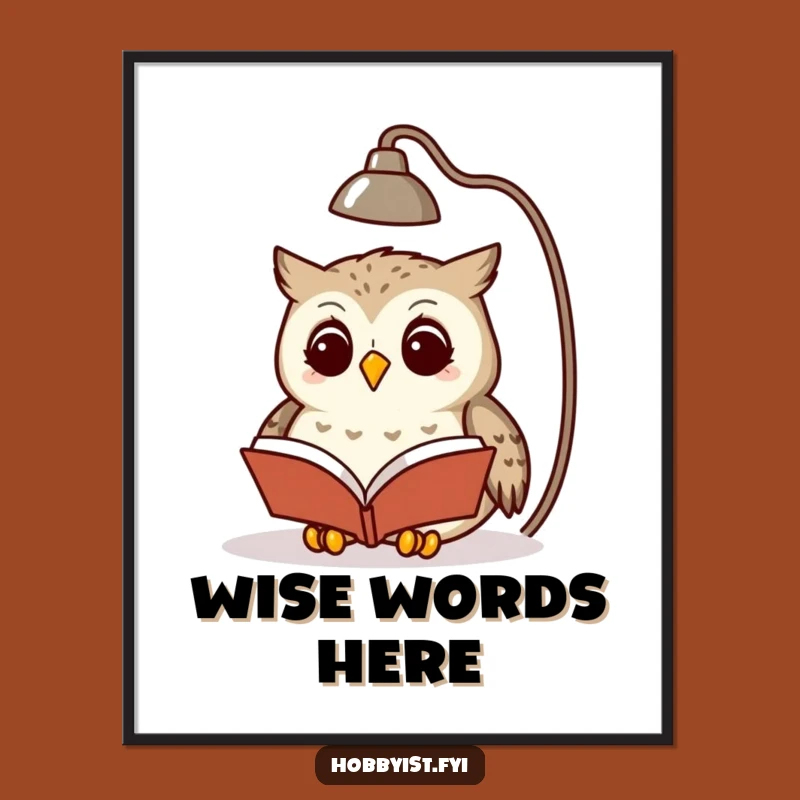 Funny Owl Reading Digital Art - Instant Download for Intellectual Decor