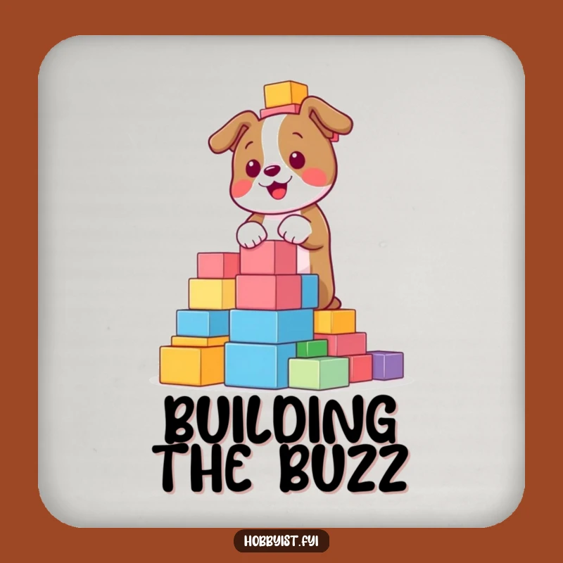 Funny Dog Blocks Coaster: Protect Surfaces with this Pup, Fun Gift