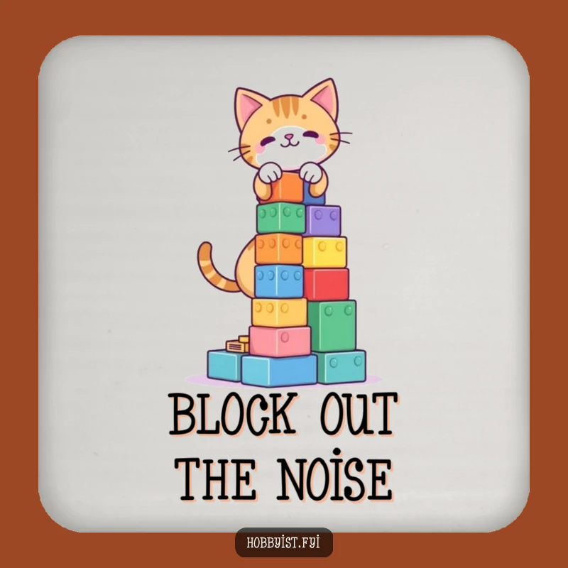 Funny Cat Blocks Tower Coaster: Protect Surfaces with Feline Flair