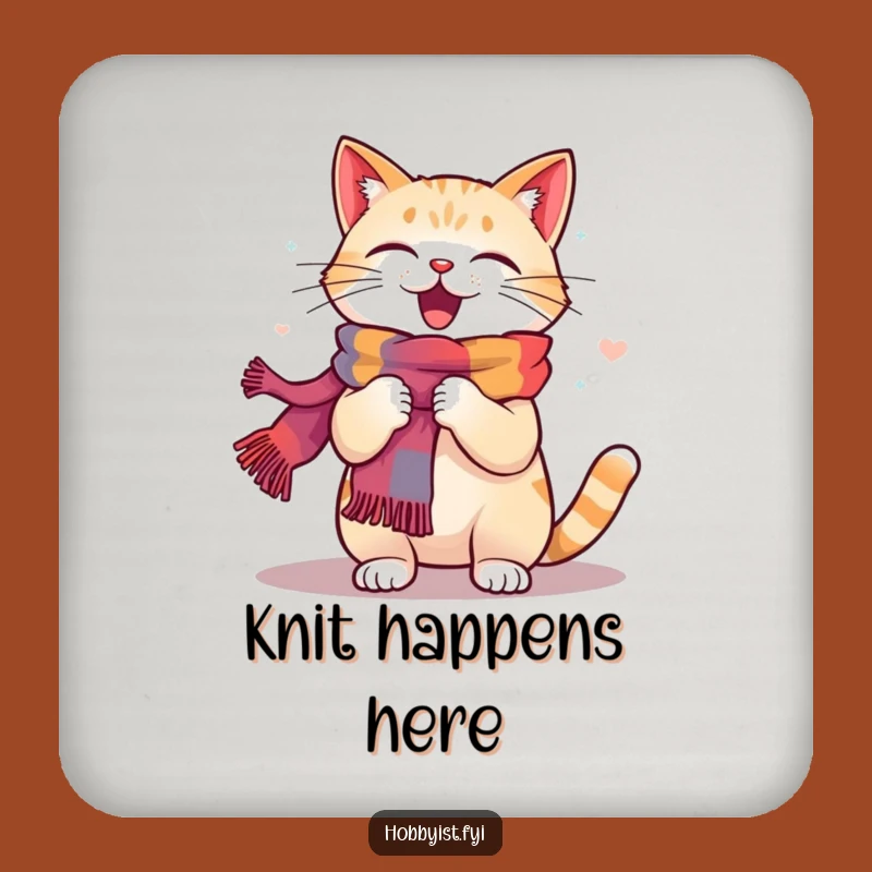 Funny Cat Knitting Coaster Set: Protect Surfaces with Feline Charm