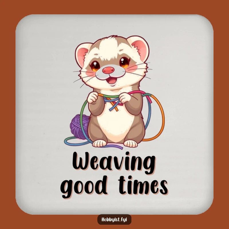 Funny Ferret Weaving Drink Coaster Set - Protect Surfaces with Crafty Flair