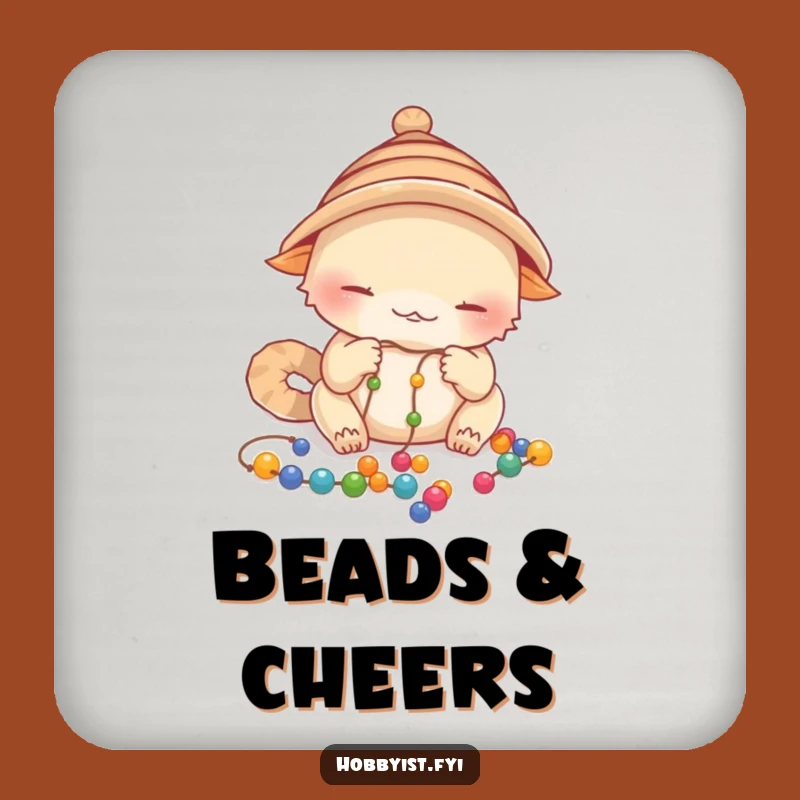Funny Focused Creature Coaster: Beading Project Protection Funny Gift