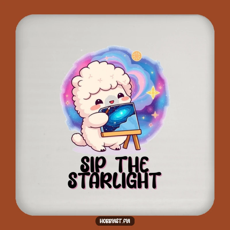 Funny Galactic Painter Drink Coaster - Protect Surfaces with Cosmic Art Gift