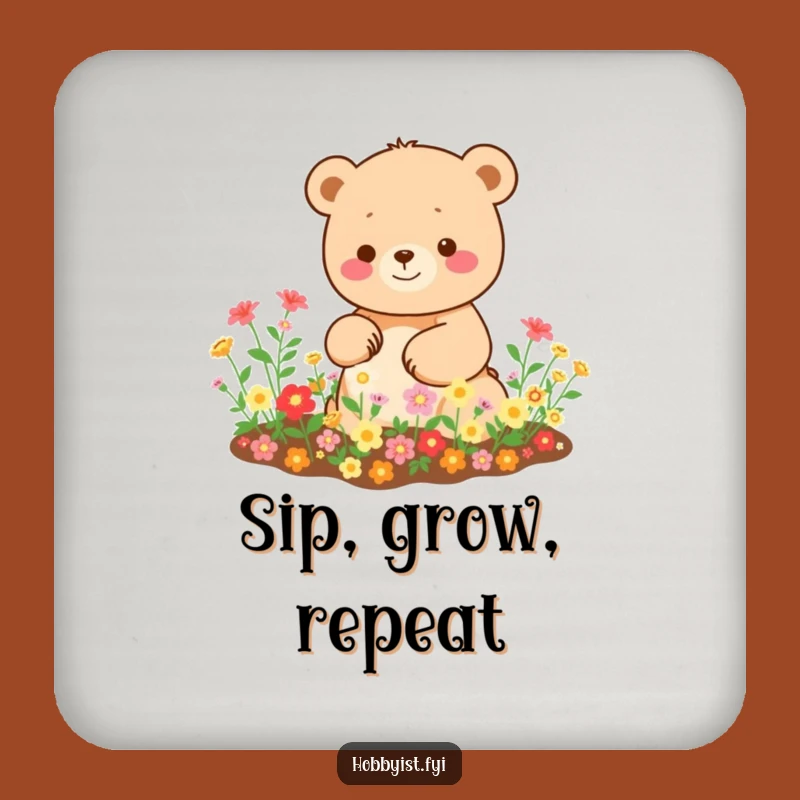 Funny Kawaii Bear Coaster: Happy Garden Decor, Cute Table Gift