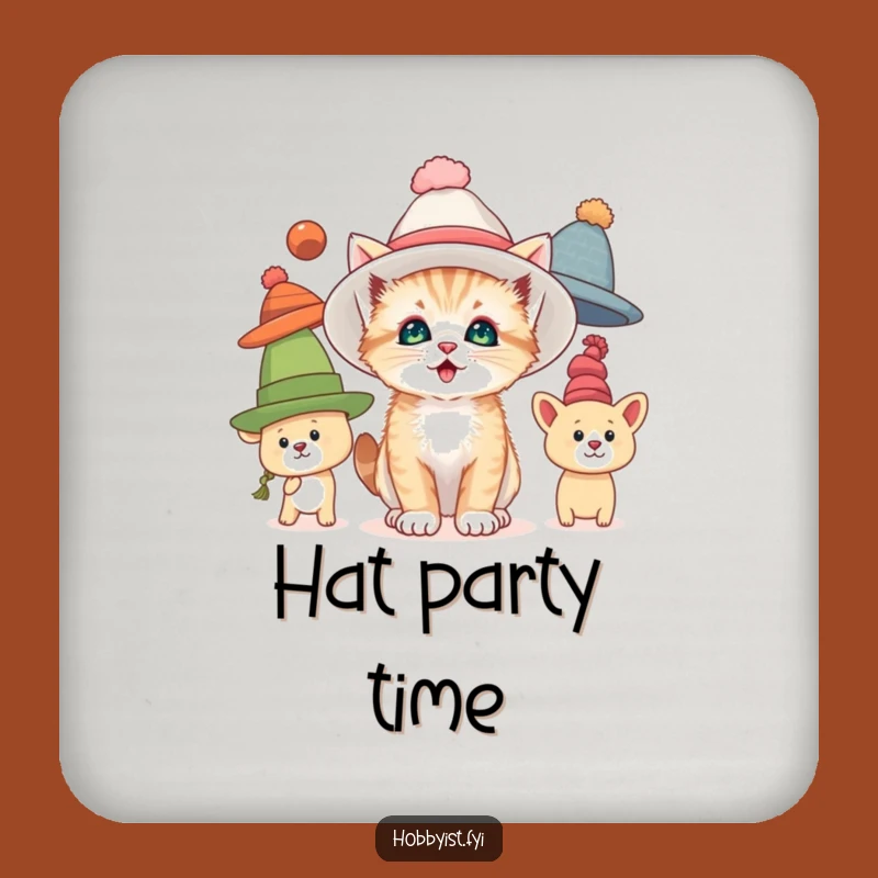 Funny Kitten Hat Drink Coaster: Protect Surfaces with Feline Charm