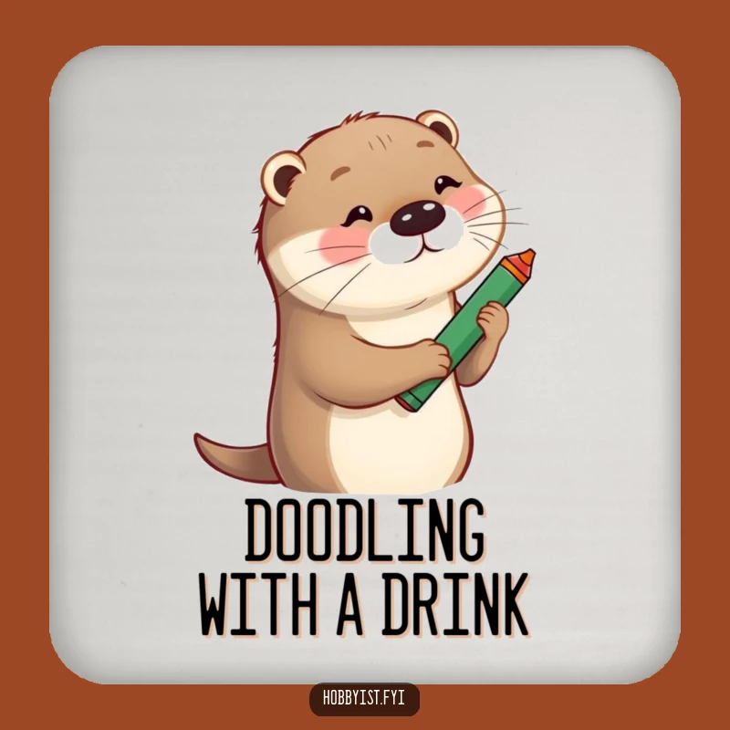 Funny Otter Sketching Coaster: Protect Surfaces with a Playful Otter, Bar Gift