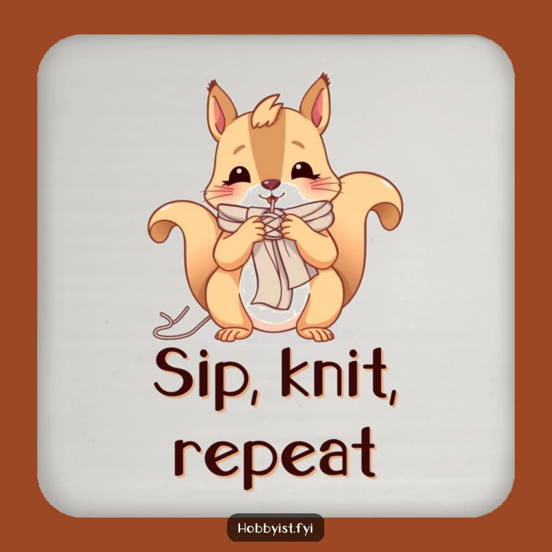 Funny Squirrel Knitting Coaster: Cheerful Critter Drink Protector, A Tiny Funny Gift