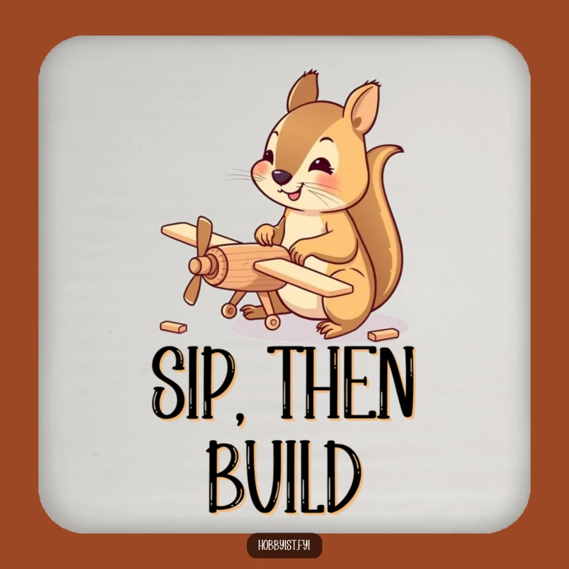 Funny Squirrel Pilot Coaster: Happy Squirrel Protecting Surfaces, Perfect Gift