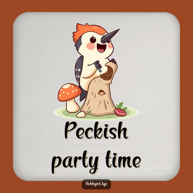 Funny Woodpecker Mushroom Coaster - Hilarious Drink Protection for Nature Lovers