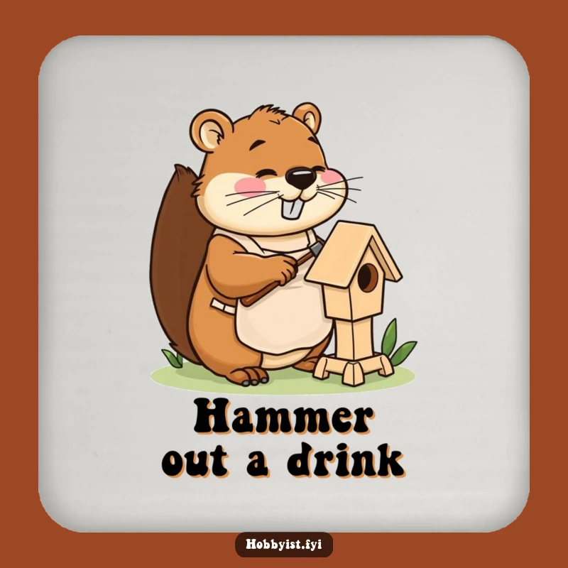 Funny Beaver Builder Coaster Set: Protect Surfaces with DIY Humor