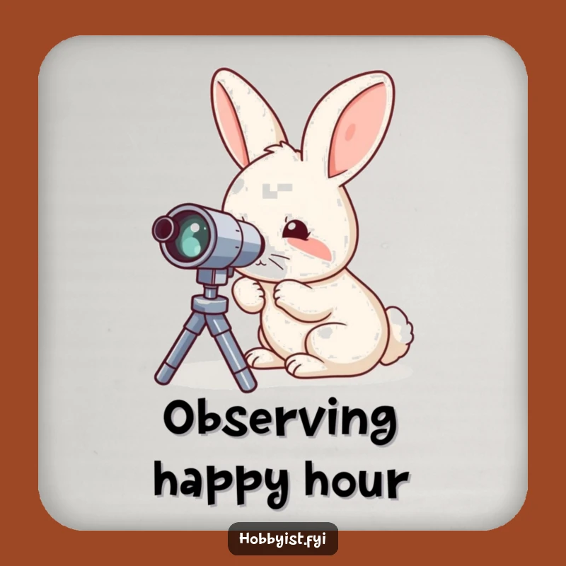 Funny Rabbit Telescope Coaster - Hilarious Drink Protection for Stargazers