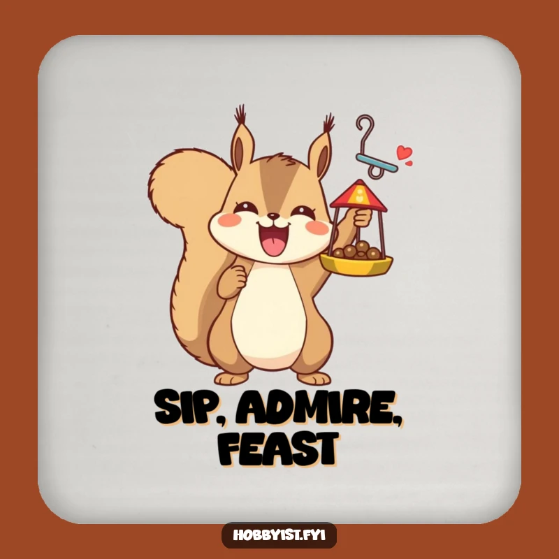 Squirrel Bird Feeder Drink Coaster: Protect Surfaces with Crafty Humor!
