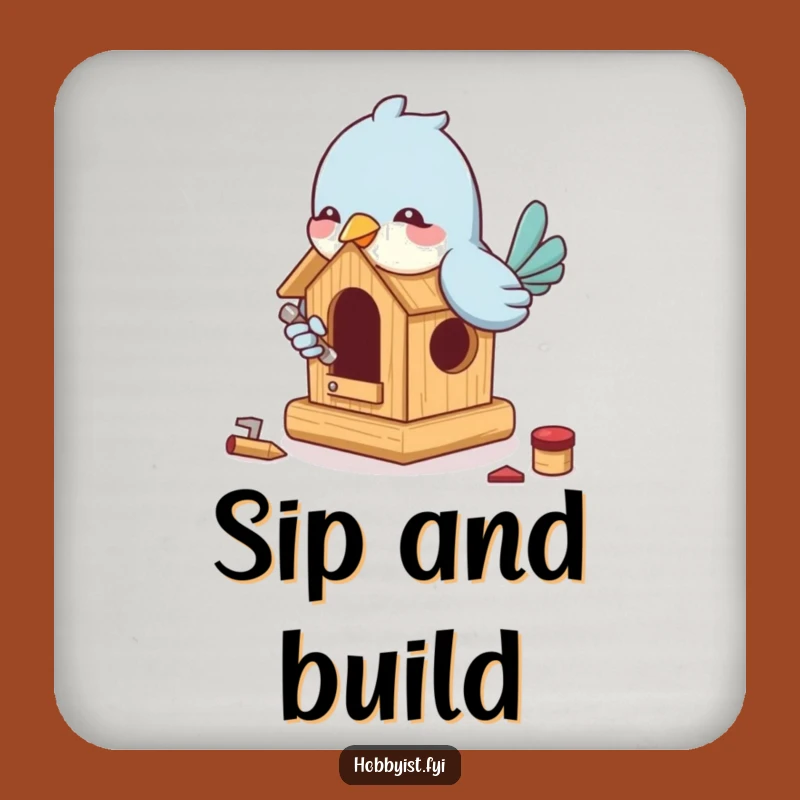 Funny Bird Building Coaster Set: Protect Surfaces with Crafty Charm