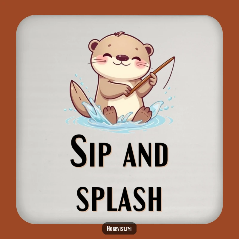 Funny Kawaii Otter Coaster Set: Playful Splash, Tiny Rod, Party Fun Gift