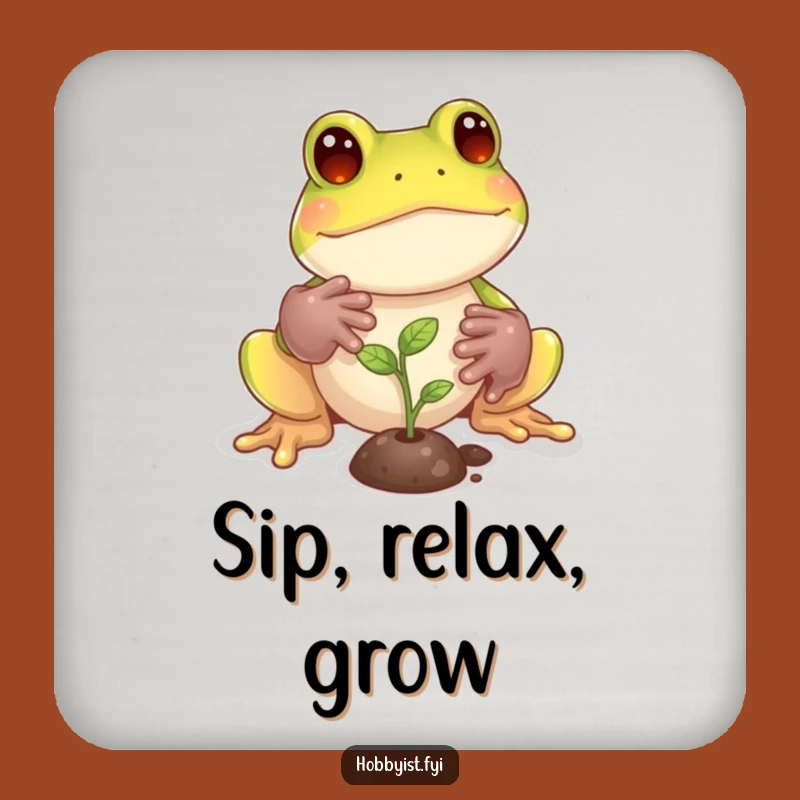 Funny Frog Gardener Coaster: Protect Surfaces with Botanical Charm, Perfect Gift!