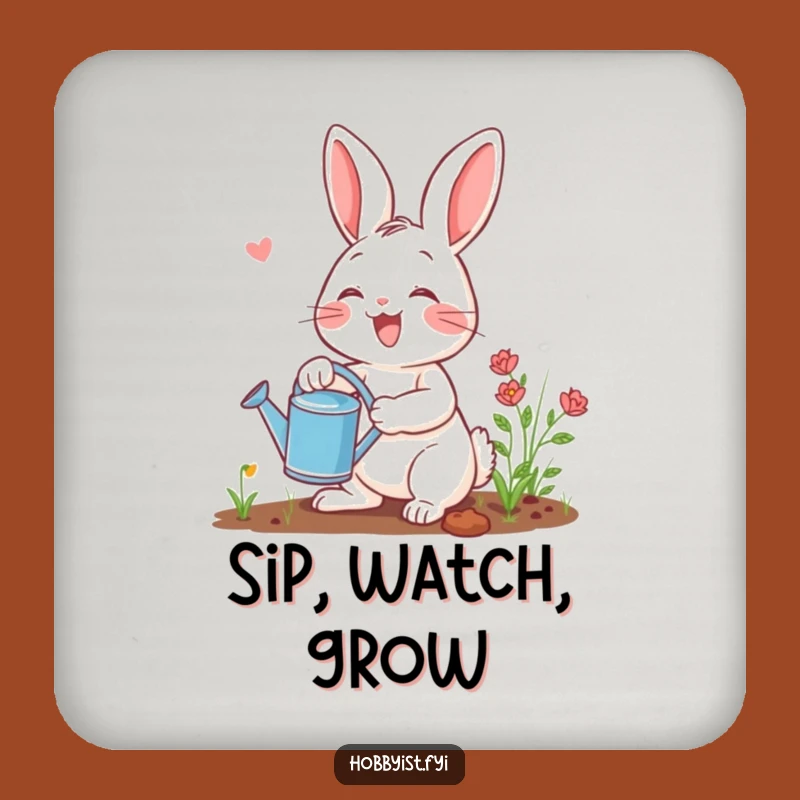Funny Gardening Rabbit Drink Coaster: Protect Surfaces With This Hilarious Bunny Art, Funny Gift