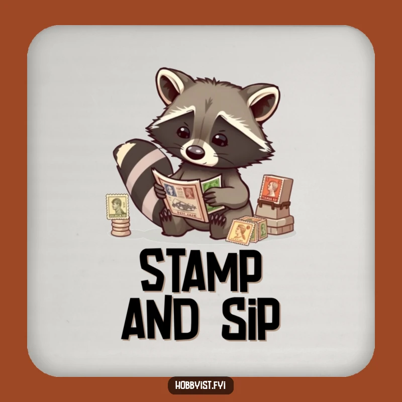 Funny Raccoon Stamp Drink Coaster Set - Protect Surfaces with Collector's Charm