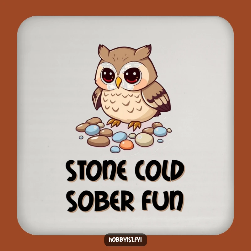 Funny Curious Owl Pebble Coaster - Protect Surfaces, Add Charm