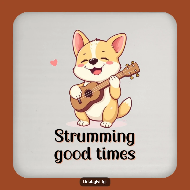 Funny Dog Ukulele Drink Coaster: Protect Surfaces with Musical Flair