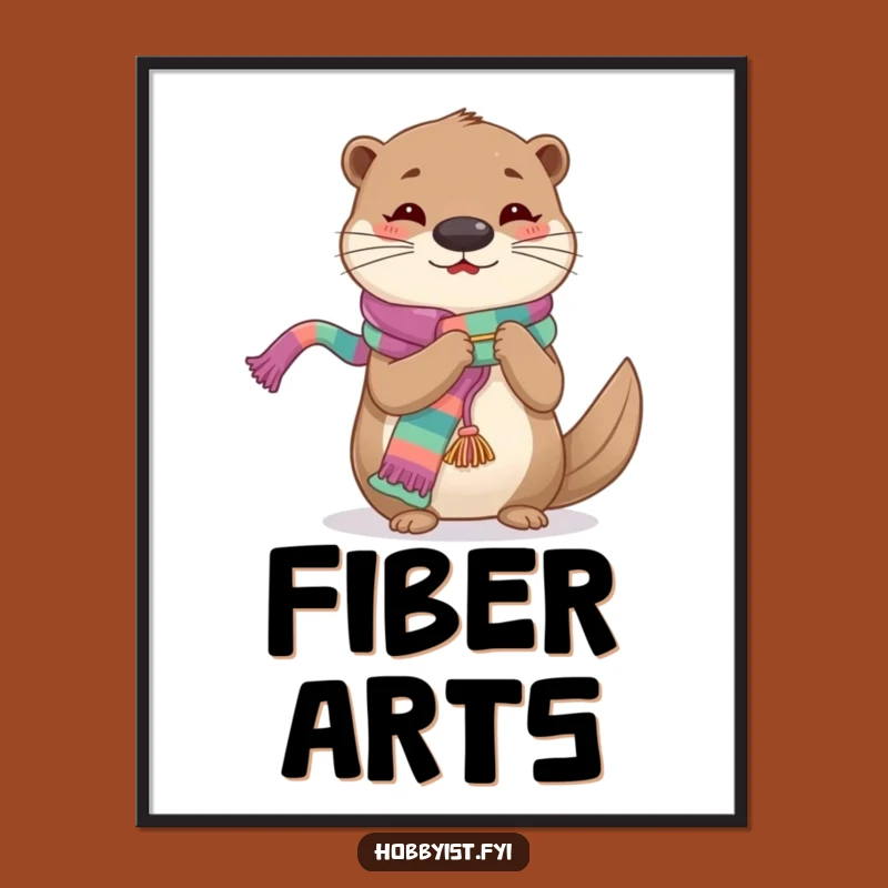 Funny Knitting Otter Poster: Decorate with Crafty Charm and This Colorful Design