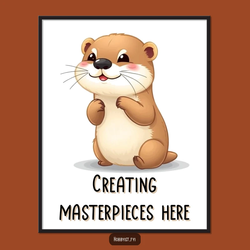 Funny Otter Painter Poster: Whimsical Art for Your Creative Space