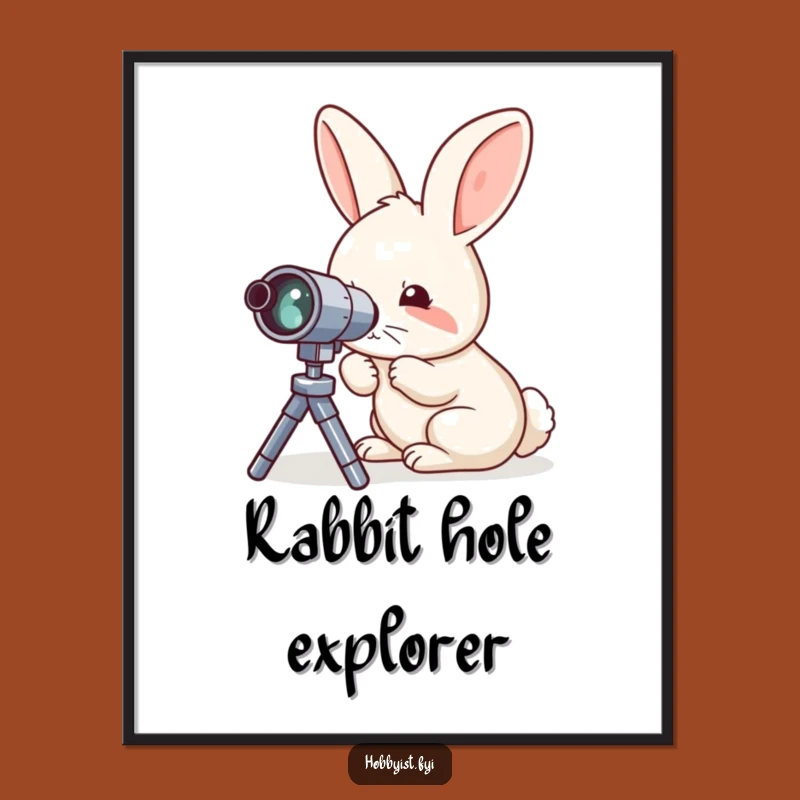 Funny Rabbit Telescope Poster - Hilarious Art for Your Space-Themed Room