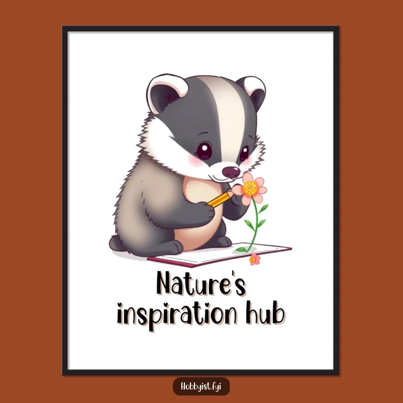 Funny Badger Artist Print - Creative Wall Decor, Perfect Funny Gift
