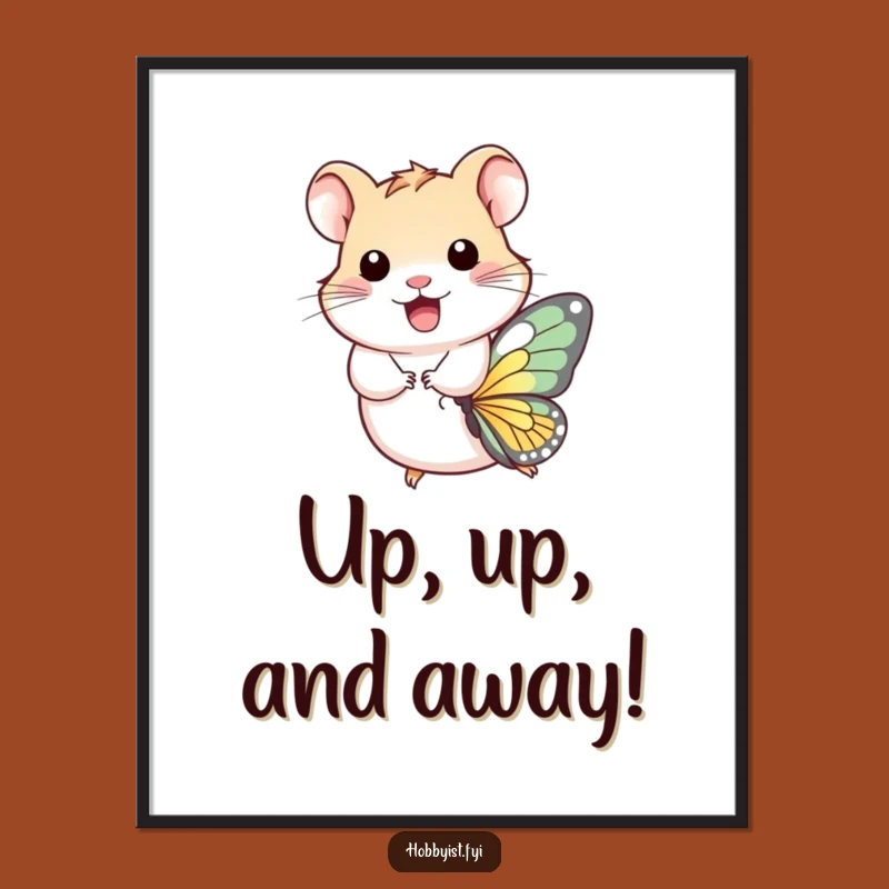 Funny Hamster Butterfly Art Print - Whimsical Wall Decor, Perfect Funny Gift