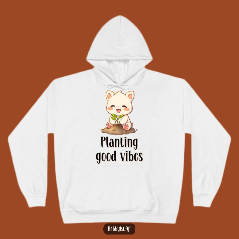 Cozy Funny Planting Creature Hoodie: Joyful Paws, Glowing Sapling, Warm Gift