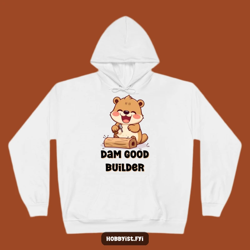 Cozy Funny Kawaii Beaver Hoodie: Excited Builder, Crafty Comfort Gift