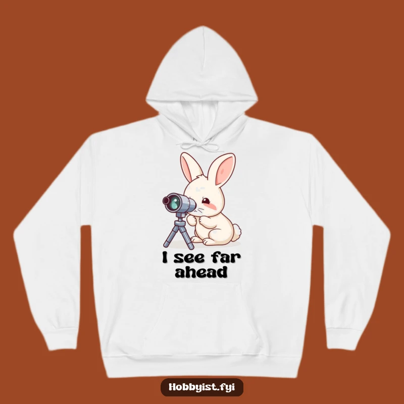 Funny Rabbit Telescope Hoodie - Cozy and Hilarious Gift for Explorers