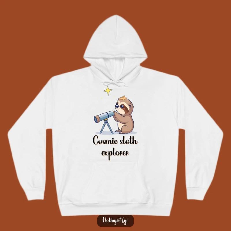 Funny Sloth Telescope Star Hoodie: Cozy Hilarious Astronomy Gift