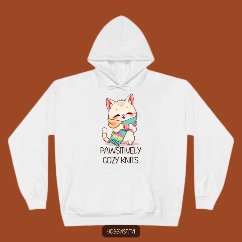 Funny Giggling Cat Knitting Hoodie - Cozy, Hilarious Gift for Knitters