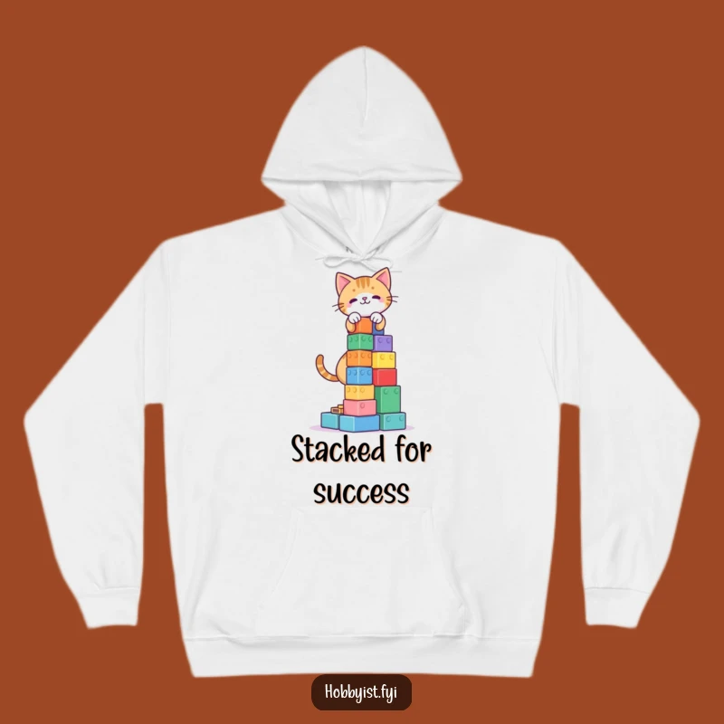 Funny Cat Blocks Tower Hoodie: Cozy Comfort for Playful Builders