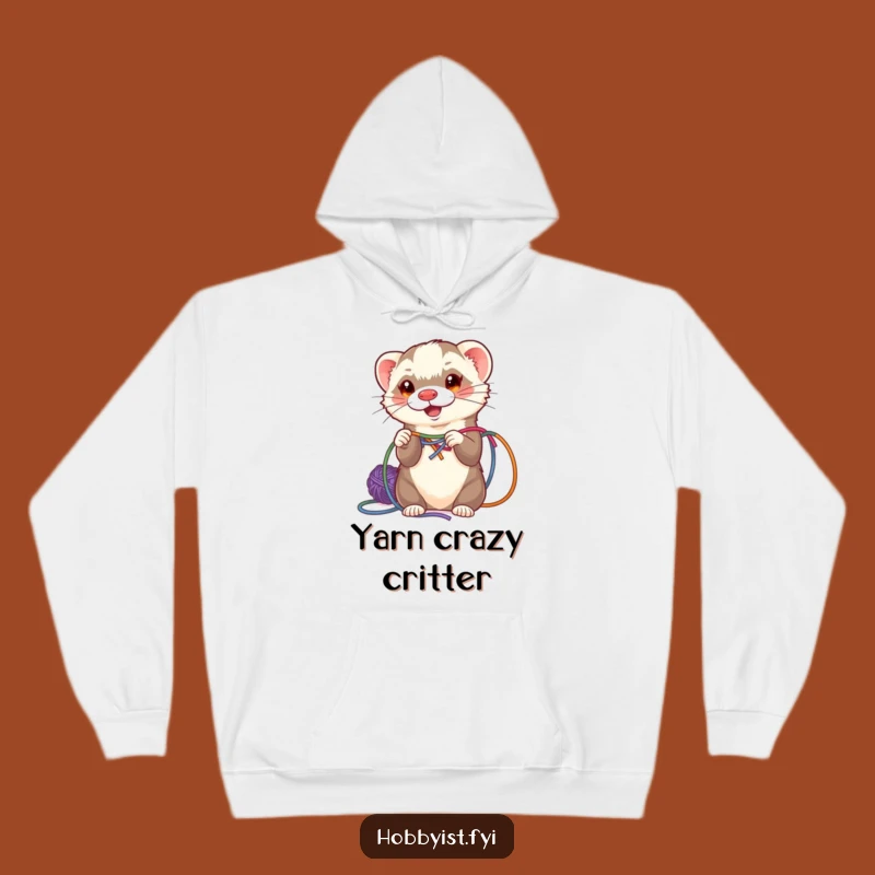 Cozy Funny Ferret Weaving Hoodie - Warm Craft Sweatshirt for Artisans
