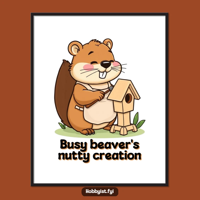 Free Printable Wall Art: Busy Beaver Builder Cute Funny Downloadable Decor