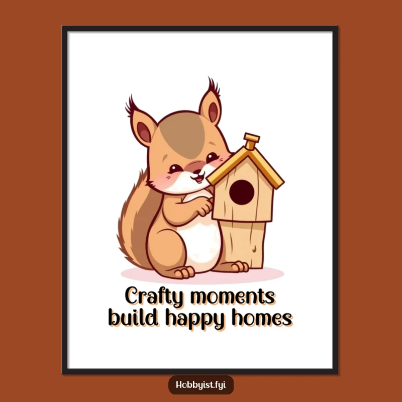 Funny Free Printable Wall Art: Squirrels Crafting Vision, Unique Downloadable Decor