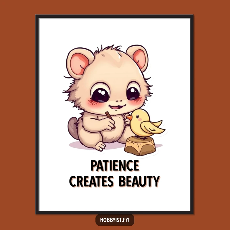 Free Printable Wall Art: Creature Carves Bird - Funny Downloadable Decor