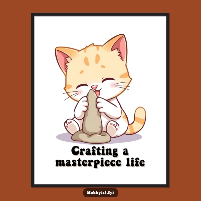 Free Printable Wall Art: Funny Cat Sculpting, Artistic DIY Decor