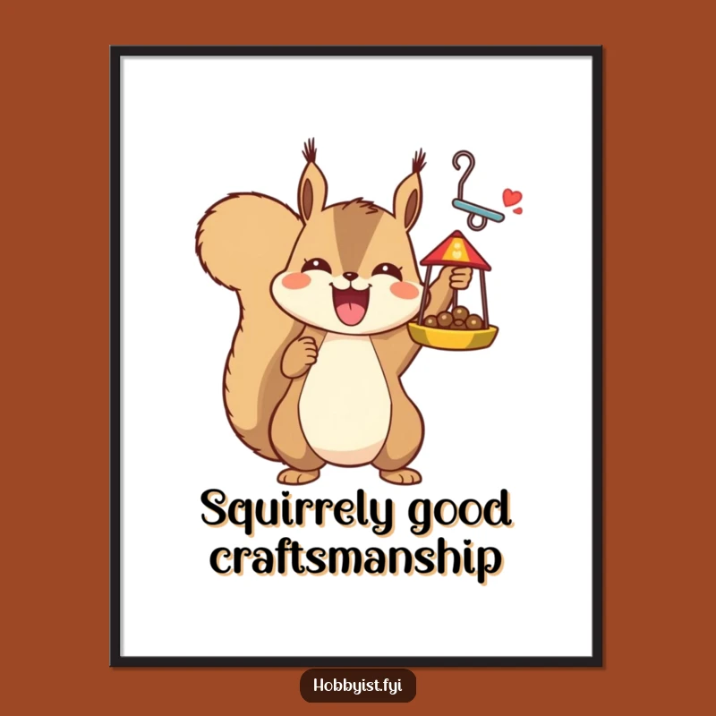 Free Printable Wall Art: Triumphant Squirrel Builder - Downloadable Nature Decor