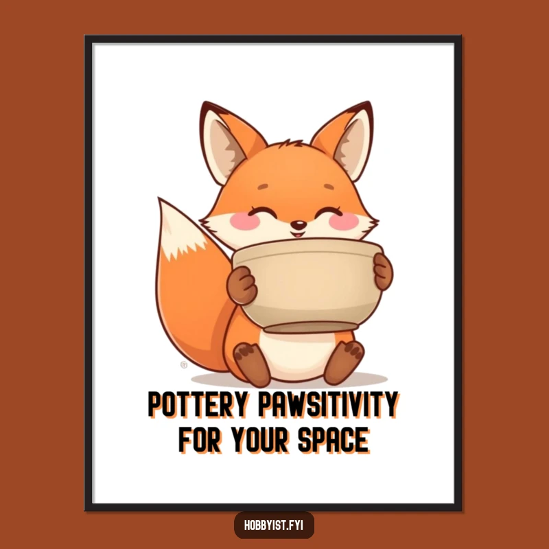 Funny Free Printable Wall Art: Foxs Ceramic Masterpiece, Unique Downloadable Decor