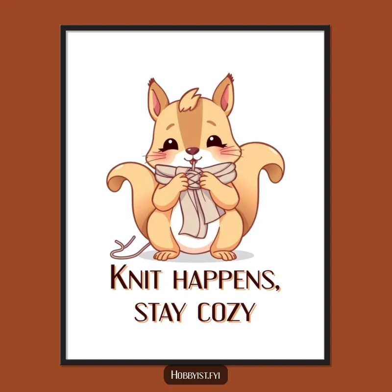 Funny Free Printable Wall Art: Knitting Squirrel - Downloadable Decor!
