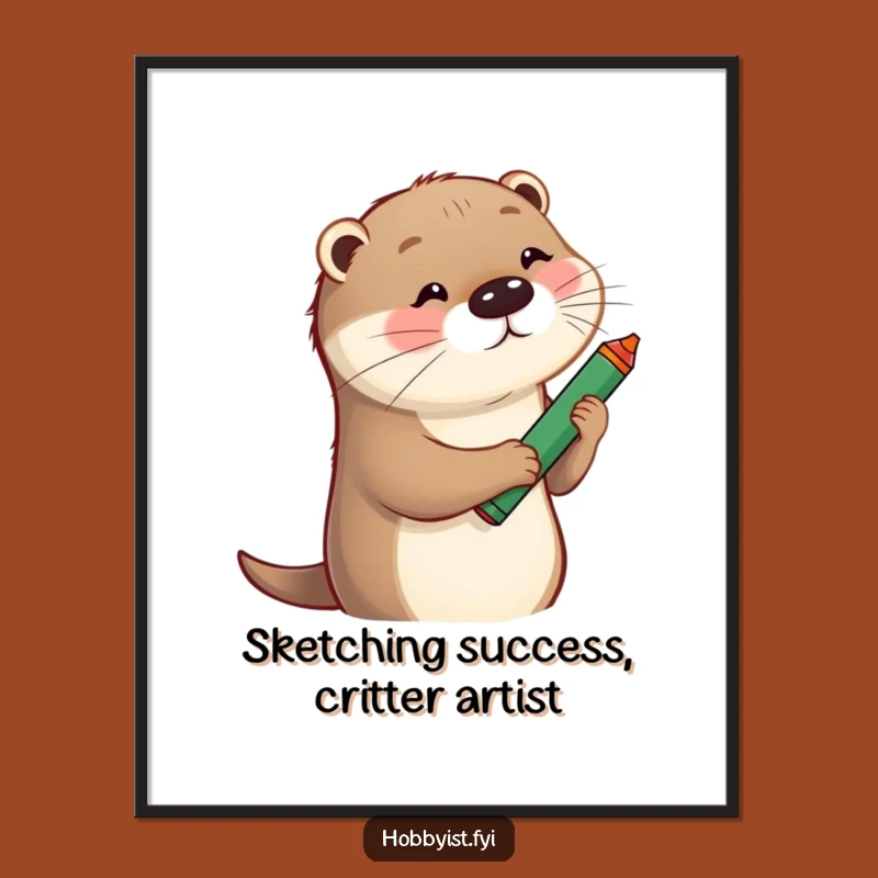 Funny Free Printable Wall Art: Playful Otter Sketch Artist Downloadable Decor