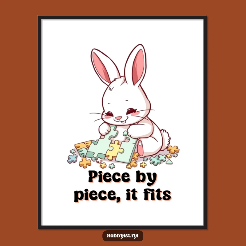 Funny Free Printable Wall Art: Rabbit Assembling Puzzle, Humorous Downloadable Decor