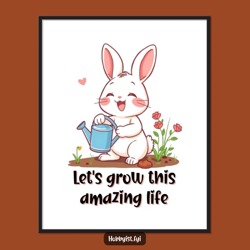 Free Printable Wall Art: Funny Gardening Rabbit, Whimsical DIY Decor Downloadable