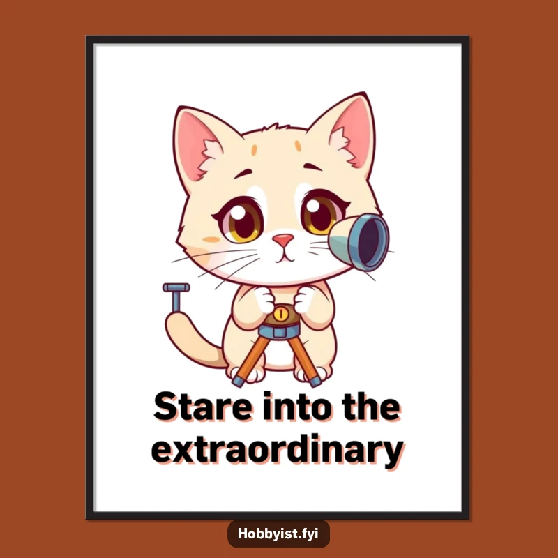 Free Printable Wall Art: Curious Cat Telescope Wonder Decor, DIY Downloadable Poster!