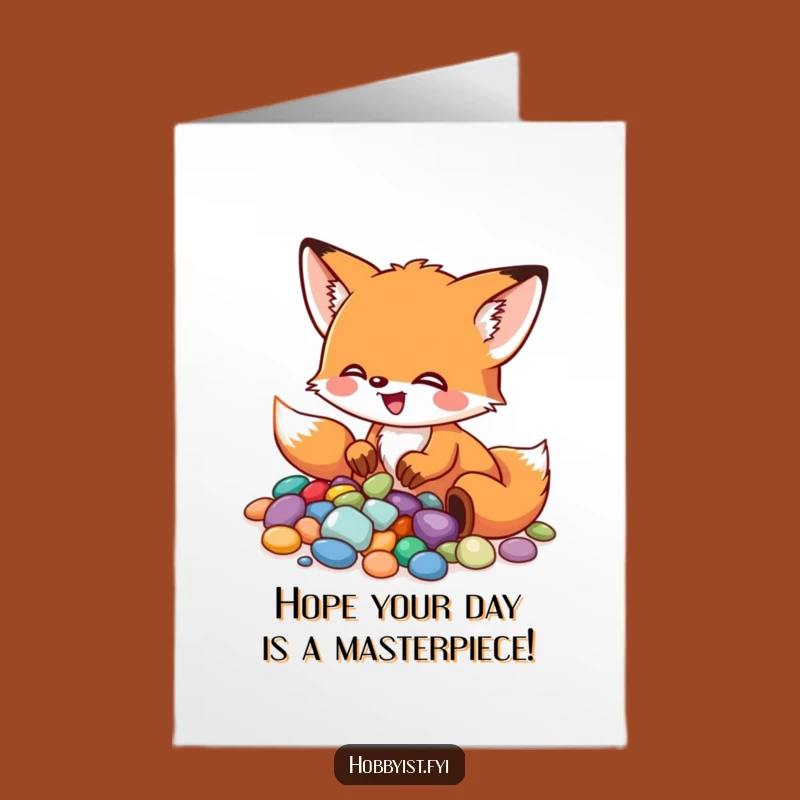 Free Printable Birthday Card: Fox Mosaic Artist, Funny Downloadable Gift