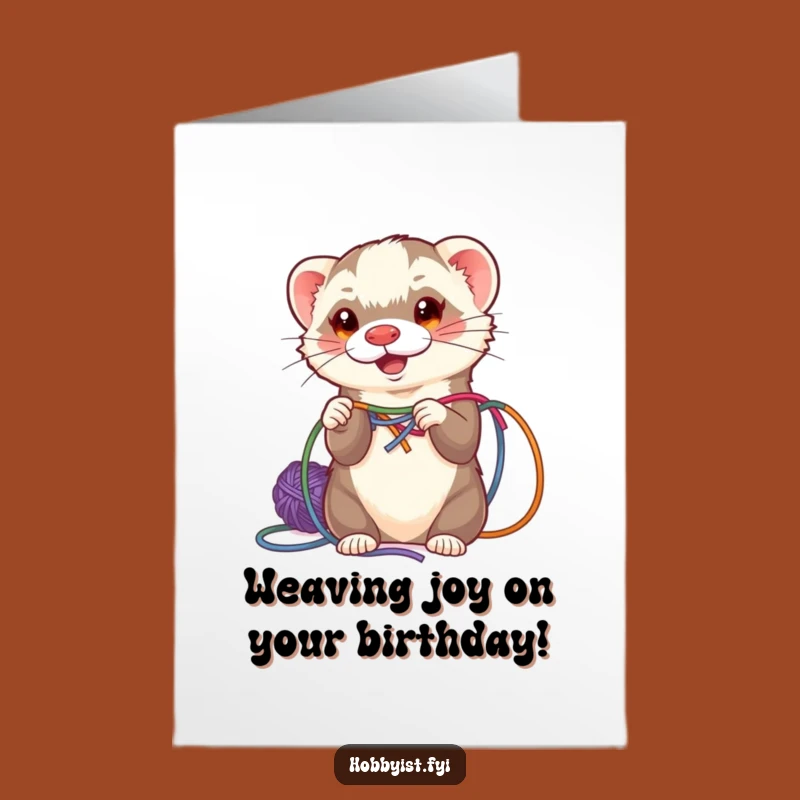 Free Printable Birthday Ferret Yarn Card - Zippy & Funny Downloadable Gift