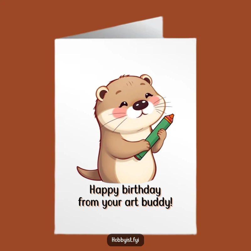 Free Printable Birthday Card: Playful Otter Sketch Artist Funny Downloadable Gift