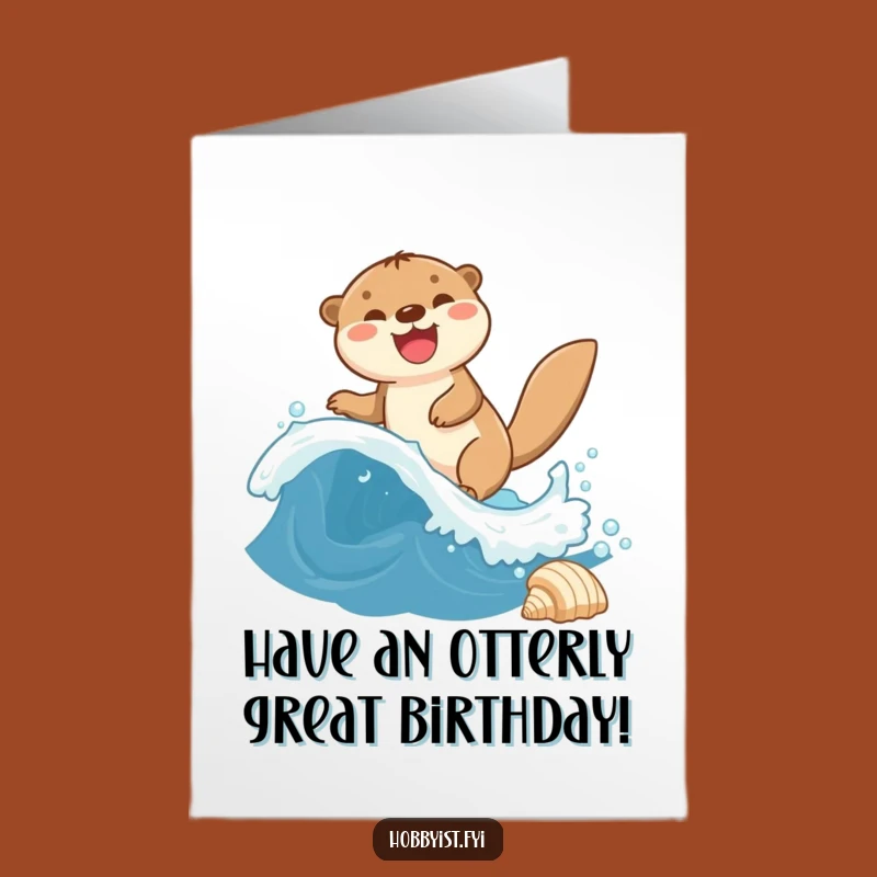 Free Printable Birthday Card: Otter Wave Rider Downloadable Gift